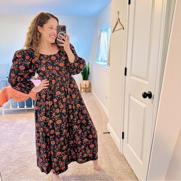 THE GREAT. Dresses & Skirts - THE GREAT. Black Pink Cotton Floral Maxi Dress XS/S